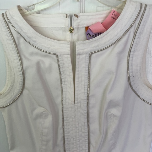 Tory Burch white with gold piping dress 6 - Picture 9 of 10